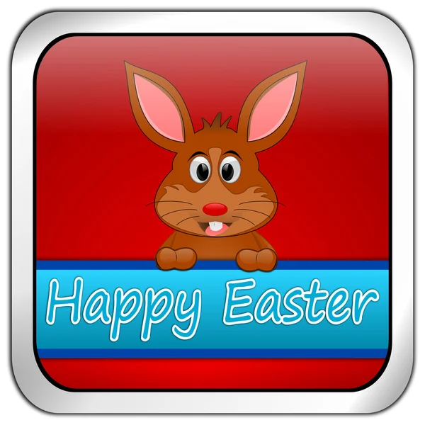 Easter bunny wishing happy easter button — Stock Photo, Image