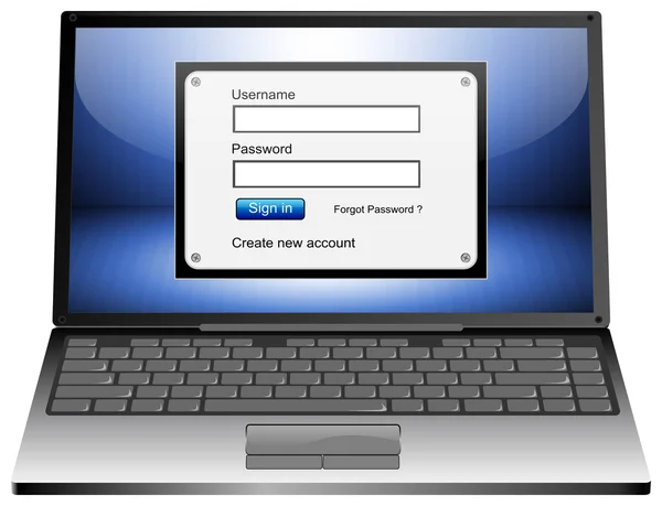 Laptop Computer with Login screen — Stock Photo, Image