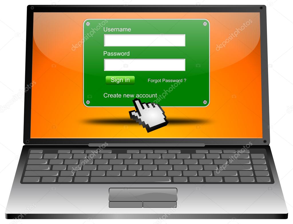 Laptop Computer with Login web screen