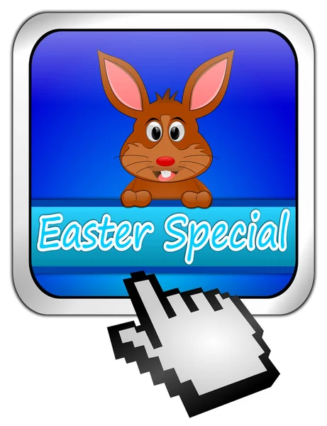 按钮复活节特别与复活节兔子与光标 — 图库照片
