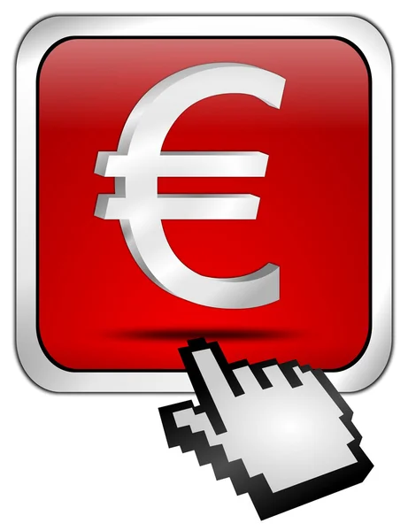 Κουμπί με το σύμβολο του ευρώ με το δρομέα — Φωτογραφία Αρχείου