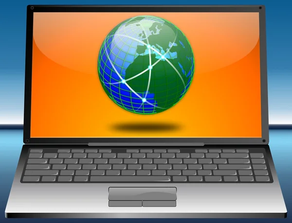 Laptop with Globe — Stock Photo, Image