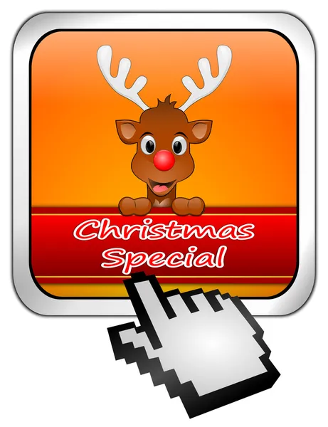 Button Christmas Special with reindeer and Cursor — Stock Photo, Image