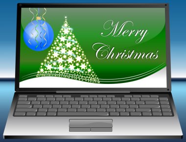 neşeli Noel kartı ile dizüstü bilgisayar