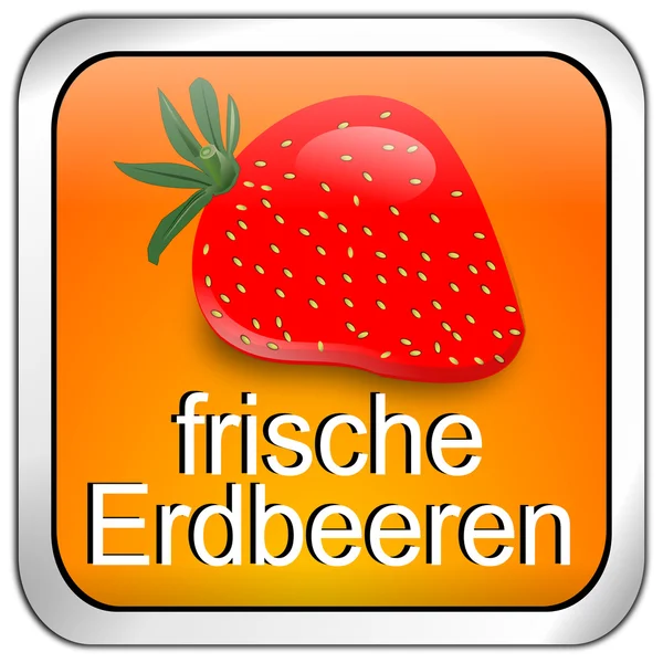 버튼 신선한 딸기-독일어 — 스톡 사진