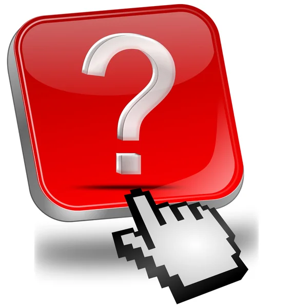 Button with question mark with cursor — Stock Photo, Image
