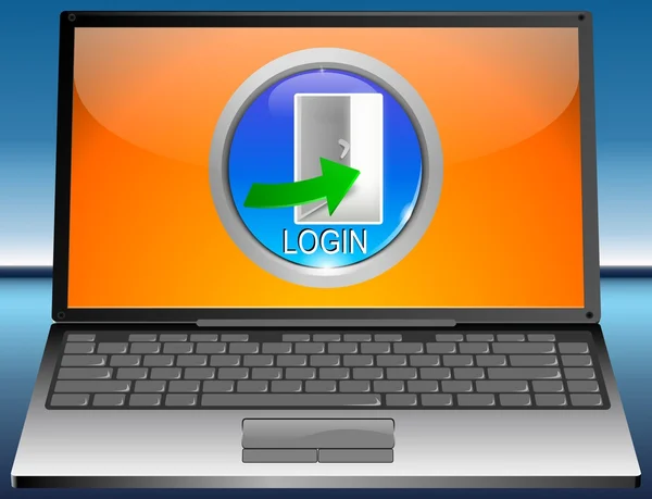 Laptop com botão Log in — Fotografia de Stock