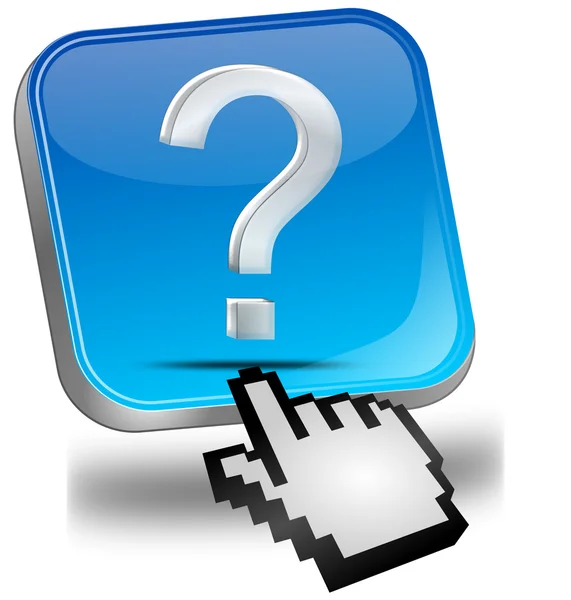 Button with question mark with cursor — Stock Photo, Image