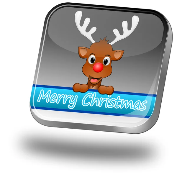 Rendieren wensen vrolijke Kerstmis knop — Stockfoto
