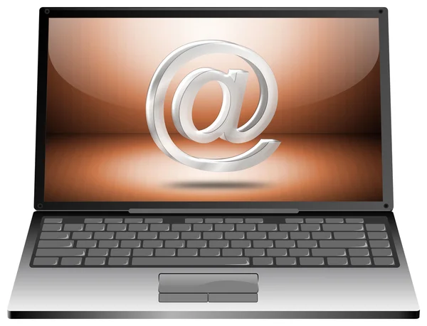 Laptop computer with email symbol 3d — Stock Photo, Image