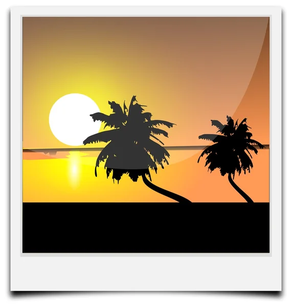 Instant Photo frame with beach image — Stock Photo, Image