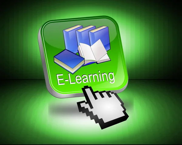 Przycisk e learningu z kursorem — Zdjęcie stockowe