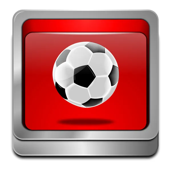 Кнопка з футбольним м'ячем — стокове фото