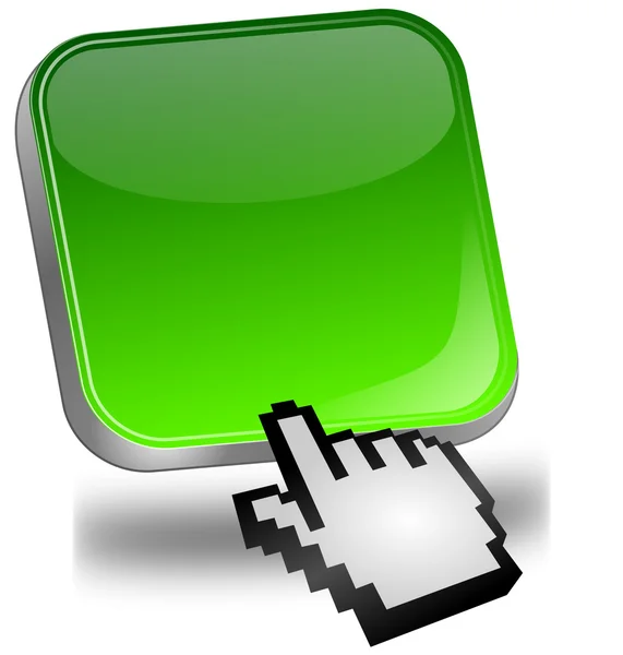 Green blank Button with cursor — Stock Photo, Image