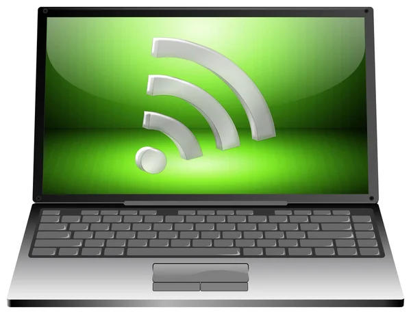 Laptop with wireless WiFi wlan symbol — Stock Photo, Image