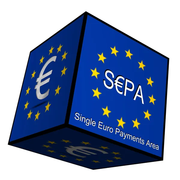 SEPA - gemensamma eurobetalningsområdet - knappen 3d — Stockfoto