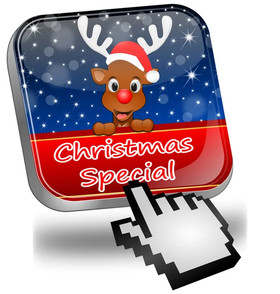 Knop Kerstspecial met rendieren en cursor — Stockfoto