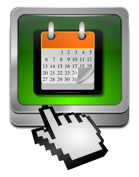 Кнопка календаря с курсором — стоковое фото