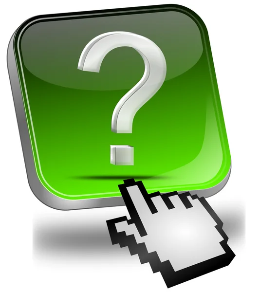 Button with question mark with cursor — Stock Photo, Image