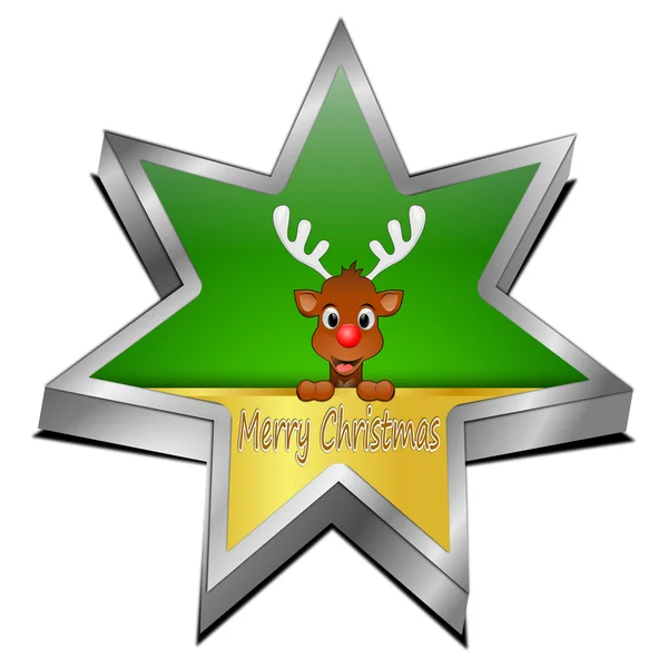 Τάρανδος που επιθυμούν καλά Χριστούγεννα αστέρι κουμπί — Φωτογραφία Αρχείου