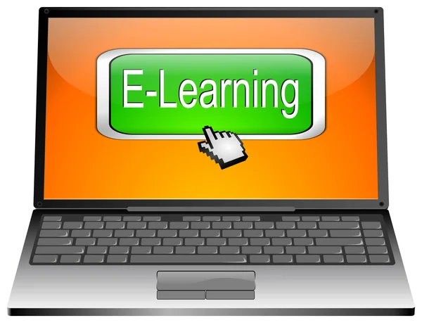 Laptop, E-Learning gomb — Stock Fotó