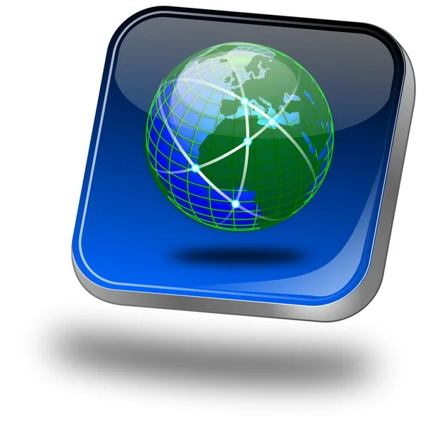 Button with Globe — Stock Photo, Image