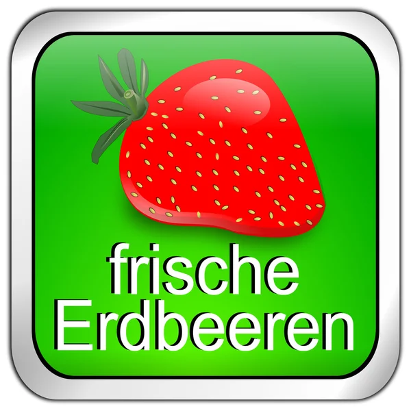 버튼 신선한 딸기-독일어 — 스톡 사진