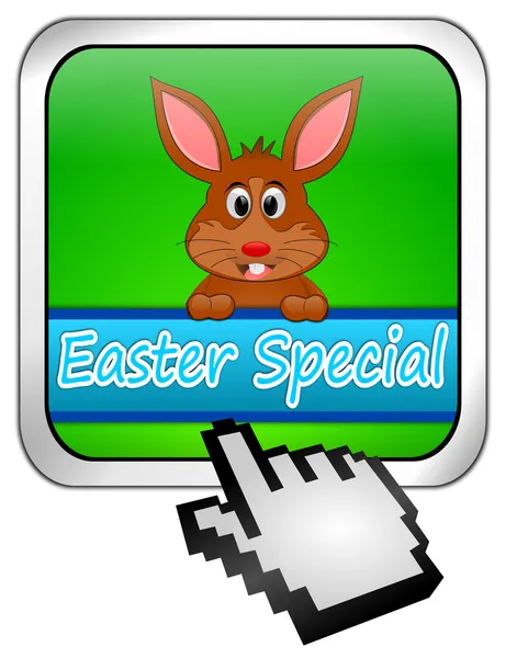 Botón Especial Pascua con conejito de Pascua con cursor — Foto de Stock