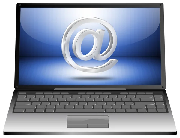 Computador portátil com símbolo de e-mail 3d — Fotografia de Stock