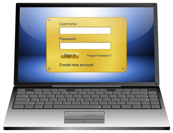 Computador portátil com tela de login — Fotografia de Stock