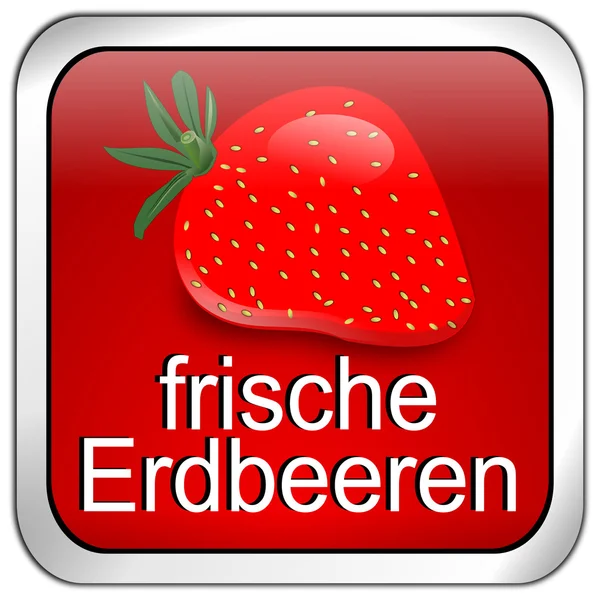 Bouton fraise fraîche - en allemand — Photo