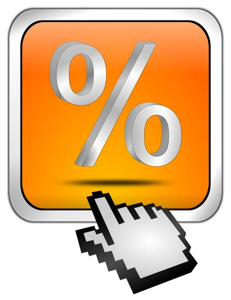 Discount button with percent symbol and cursor — Stock Photo, Image
