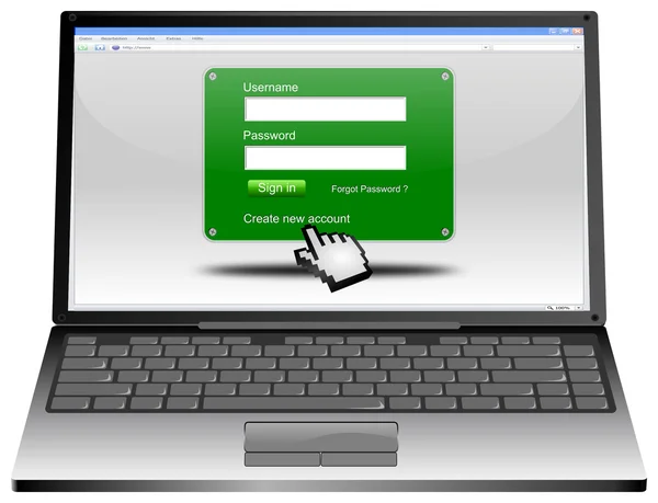 Ordenador portátil con pantalla web Login — Foto de Stock