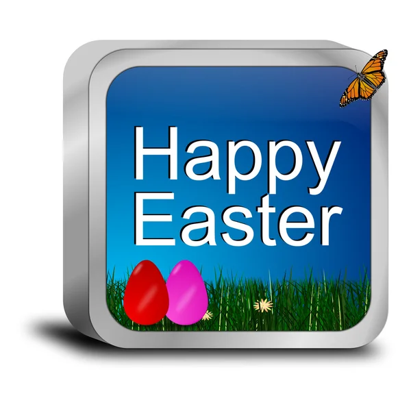 Šťastné Velikonoce tlačítko s velikonoční vajíčka — Stock fotografie