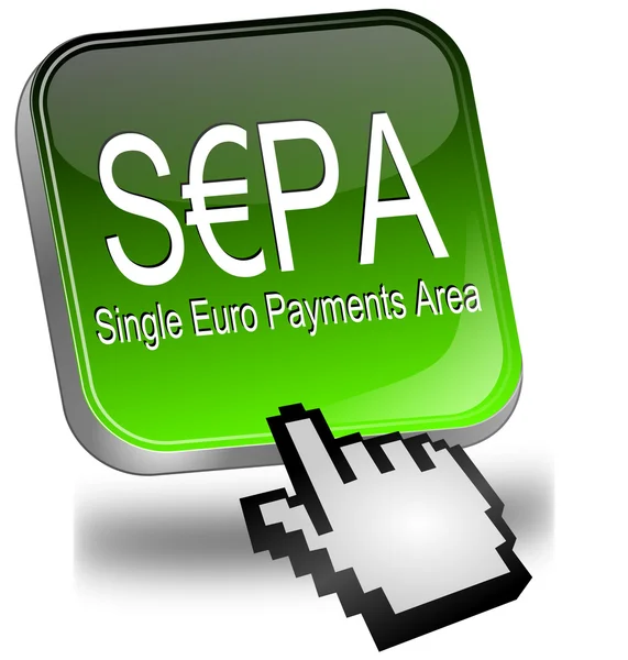 SEPA - Единая зона платежей евро - кнопка с курсором — стоковое фото