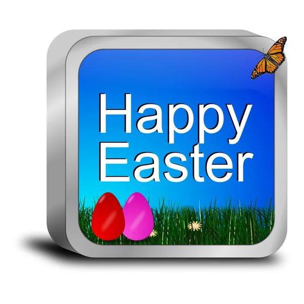 Šťastné Velikonoce tlačítko s velikonoční vajíčka — Stock fotografie