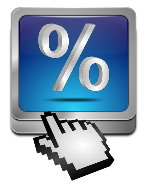 Pulsante sconto con percentuale Simbolo con cursore — Foto Stock