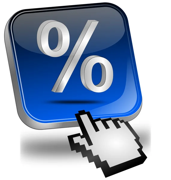 Discount button with percent symbol and cursor — Stock Photo, Image