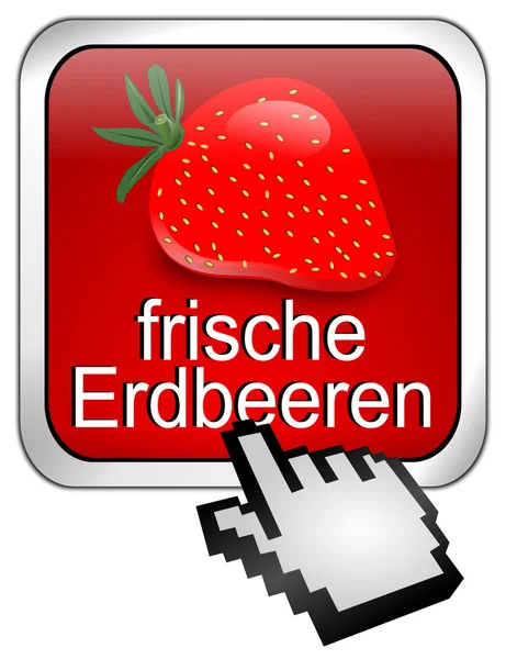 Bouton fraise fraîche avec curseur - en allemand — Photo