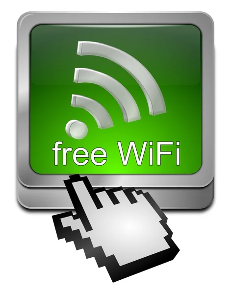 Бесплатная беспроводная кнопка WiFi Wlan с курсором — стоковое фото