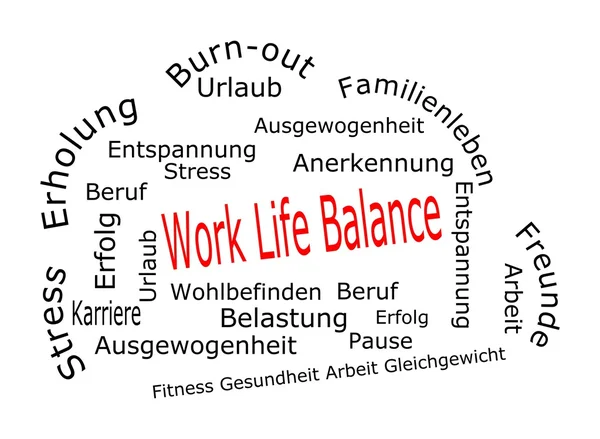 Arbete liv balans wordcloud - på tyska — Stockfoto