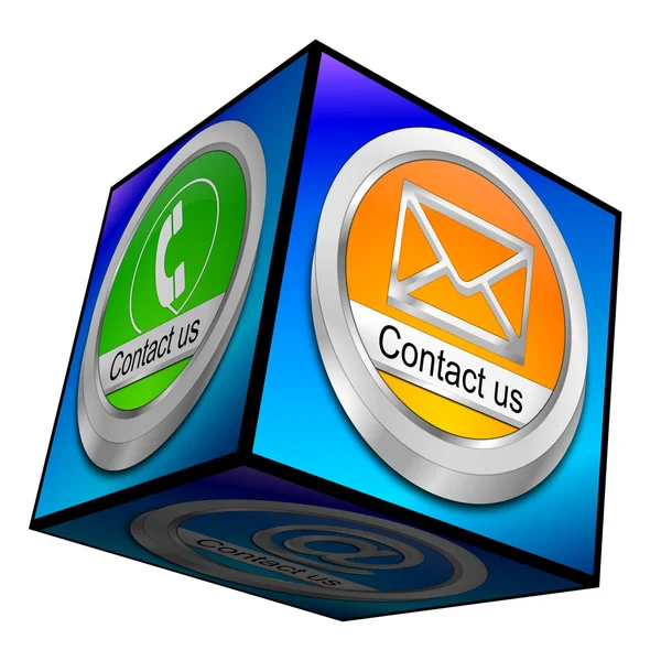 Button contact us 3d — Stock Photo, Image