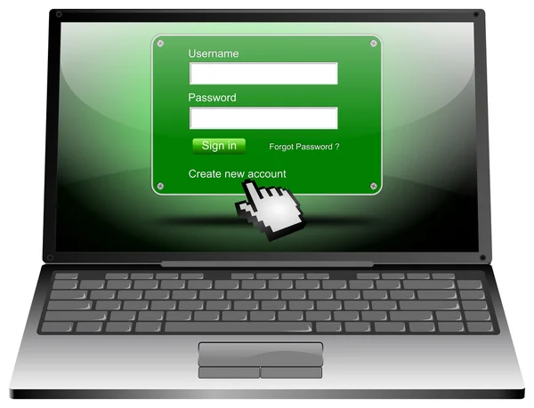 Giriş web ekranı olan dizüstü bilgisayar — Stok fotoğraf