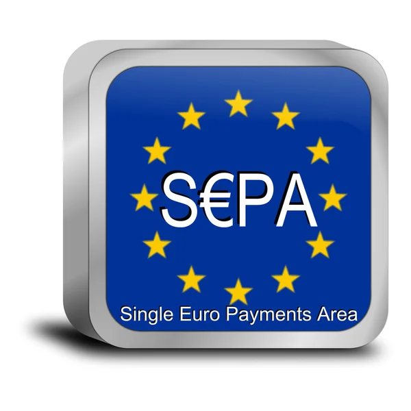 SEPA - single eurobetalningsområdet - knappen — Stockfoto