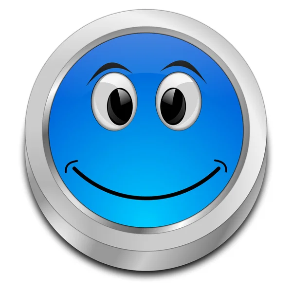 Кнопка с улыбающимся лицом — стоковое фото
