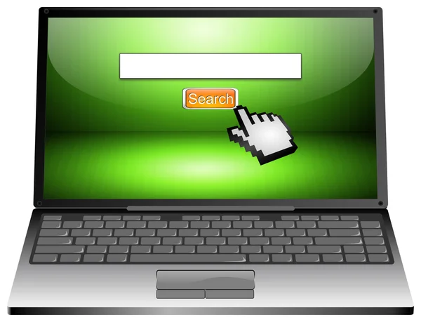 Ноутбук с поисковой системой Интернета — стоковое фото
