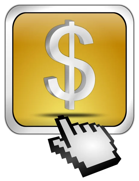 Button with Dollar sign with Cursor — Stock Photo, Image