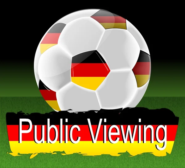 Public viewing -Soccer ball with german flag — Stock Photo, Image