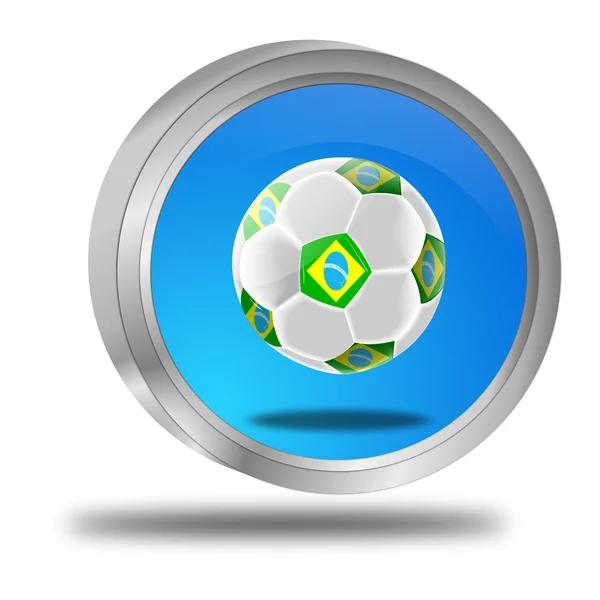 Кнопка с футбольным мячом — стоковое фото