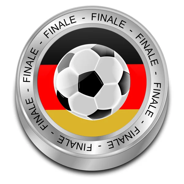 Soccer ball with german flag Final Button - in german — Stock Photo, Image